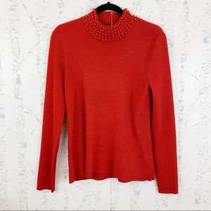 🌟SALE Belldini Ribbed Mock Sweater Faux pearls